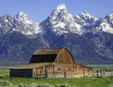 Mormon Barn in front of Teton mountains