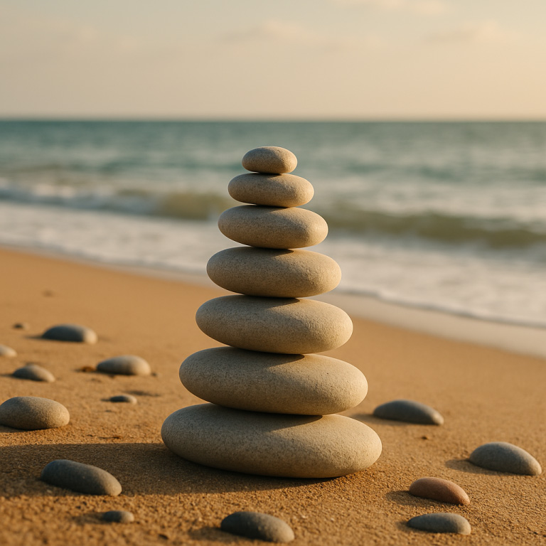 stack of stones on beach